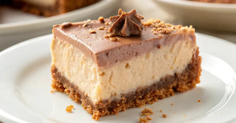 Cremige Nutella-Cheesecake-Bites auf einem weißen Teller, dekoriert mit gehackten Haselnüssen und Schokoladenraspeln