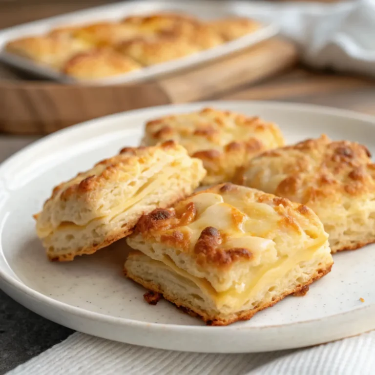 Käse-Biskuits – Frisch gebackene, goldene Biskuits mit schmelzendem Käse