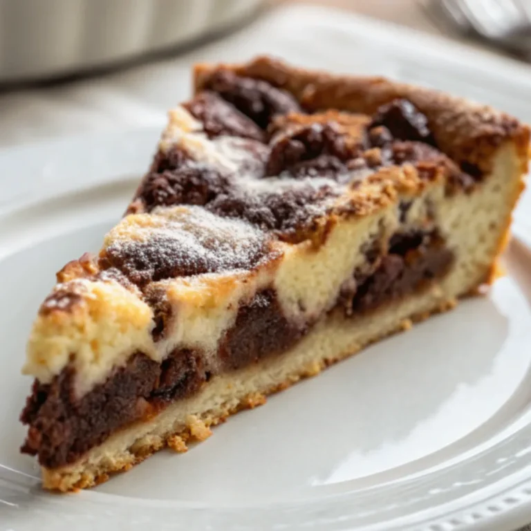 Ultra-realistische Nahaufnahme eines Russischen Zupfkuchens auf einem weißen Teller, serviert auf einem Tisch bei natürlichem Licht