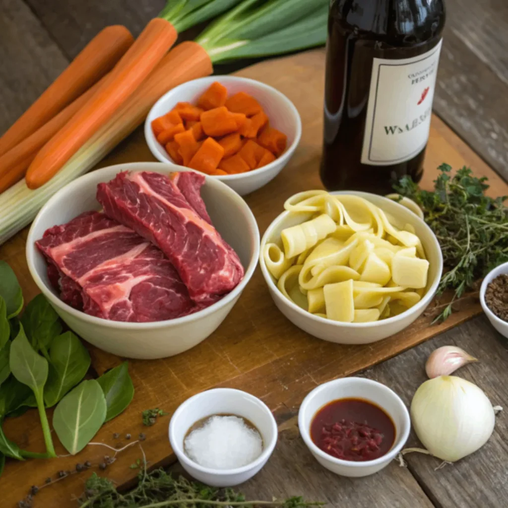 Frische Zutaten für das perfekte Short Rib Beef Ragu mit Pappardelle Pasta