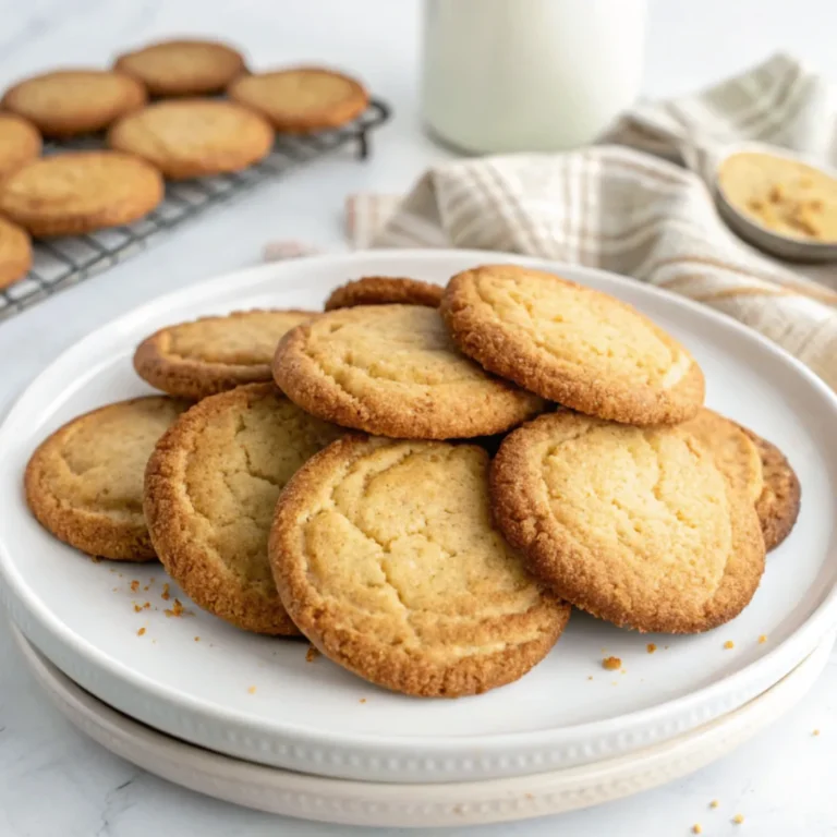 Zuckerfreie Kekse zum Abnehmen auf einem weißen Teller, golden-braun und mit sichtbaren Mandel- und Haferflockenstücken, aufgenommen in natürlichem Licht
