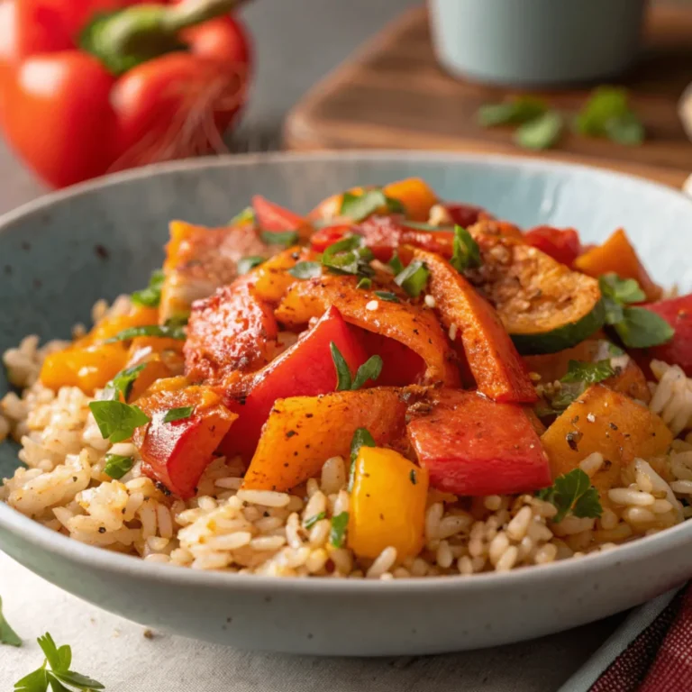 Schnelle Paprikapfanne mit Reis – Gesundes und farbenfrohes Pfannengericht 1