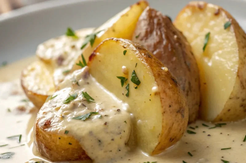 Kartoffeln in cremiger Knoblauchsoße