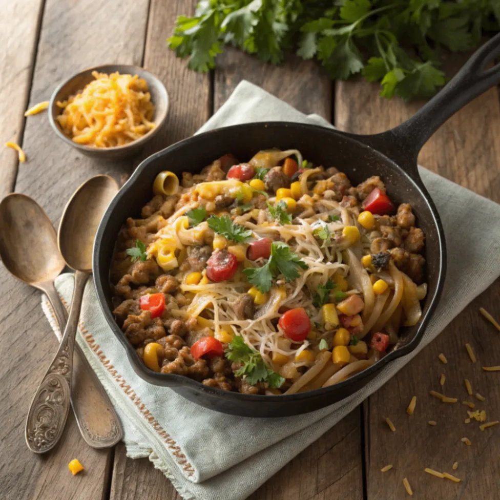 Cowboy-Nudeln – Herzhaftes One-Pot-Gericht mit Hackfleisch und Käse