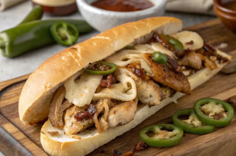 Hähnchen Cheesesteak Sandwich