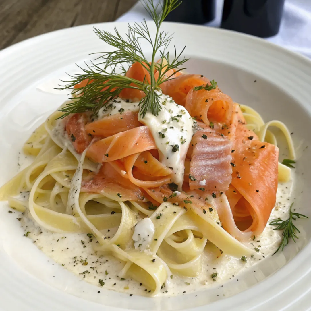 Tagliatelle al Salmone mit cremiger Lachssauce und frischen Kräutern