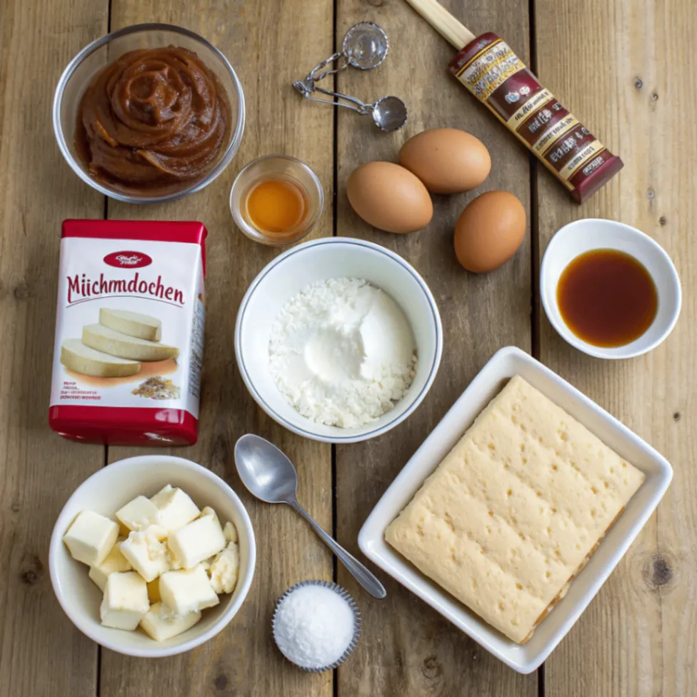 Zutaten für Butterkeks-Kuchen ohne Backen mit Milchmädchen Karamell