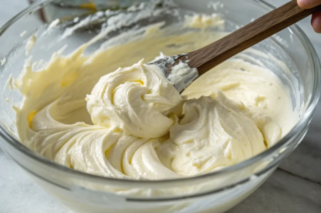 Schlagsahne und Mascarpone zu Creme verrührt