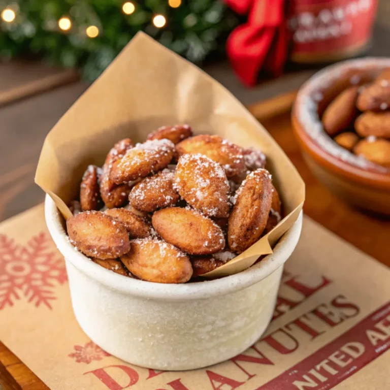 Knusprige gebrannte Mandeln aus der Heißluftfritteuse auf einem Teller