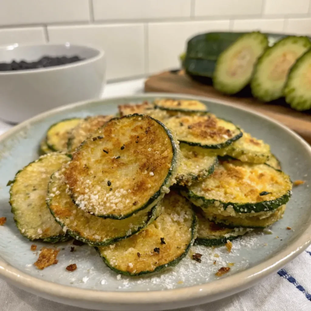 Knusprige Heißluftfritteuse Zucchini Chips – gesunder Low-Carb-Snack