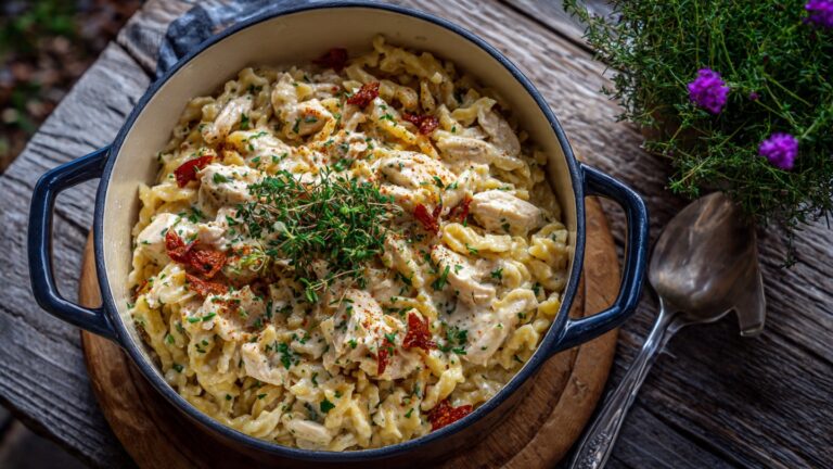 One-Pot-Spätzle mit Hähnchen – Einfach & Cremig