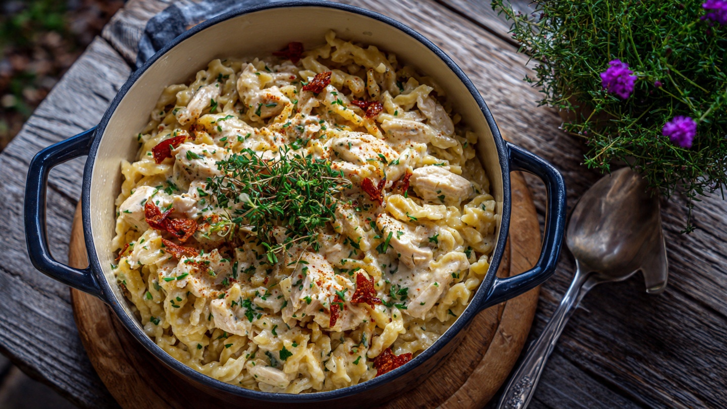 One-Pot-Spätzle mit Hähnchen – Einfach & Cremig