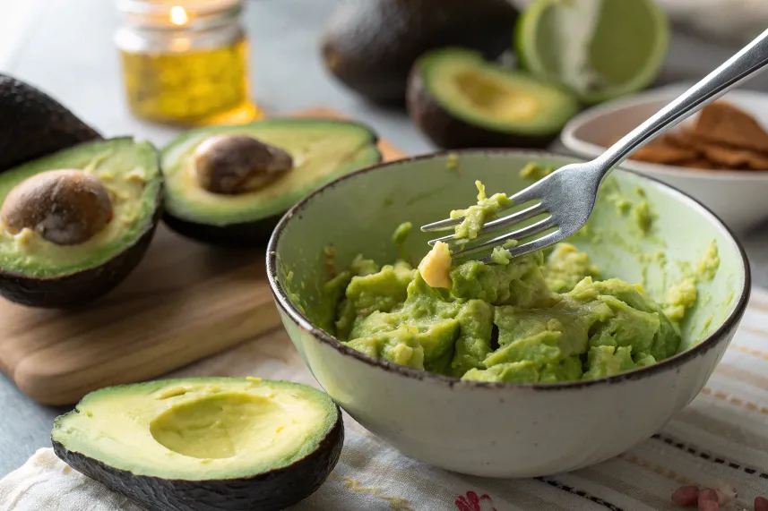 Avocados zerdrücken für Saftige Avocado-Brownies