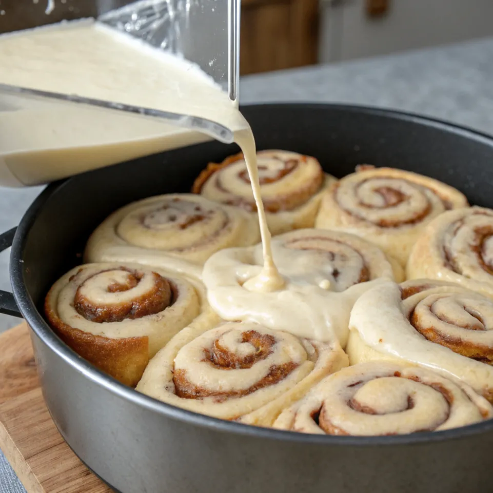Zimtschnecken in Springform mit Käsekuchenmasse