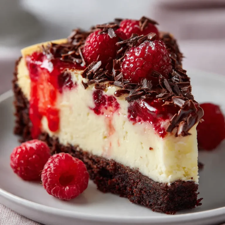Cremiger Himbeer-Brownie-Cheesecake mit saftigem Brownie-Boden und frischen Himbeeren