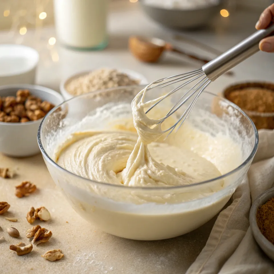 Joghurt wird in den Teig für Supersaftiger Zimtkuchen eingerührt