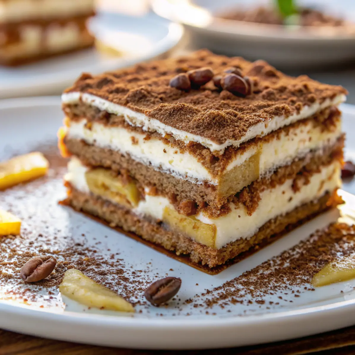 Lebkuchen Lasagne mit cremiger Mascarpone-Schicht und weihnachtlichen Gewürzen, serviert als festliches Dessert