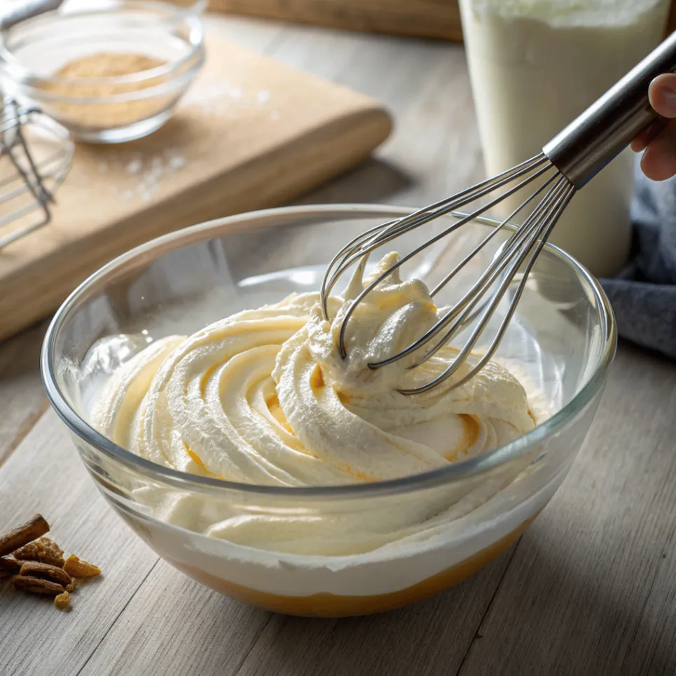 Mascarpone, Sahne und Vanille werden zu einer cremigen Tiramisu-Masse verrührt