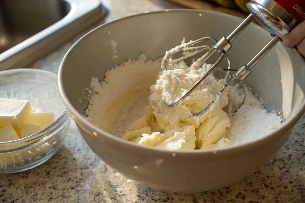 Butter und Zucker cremig schlagen