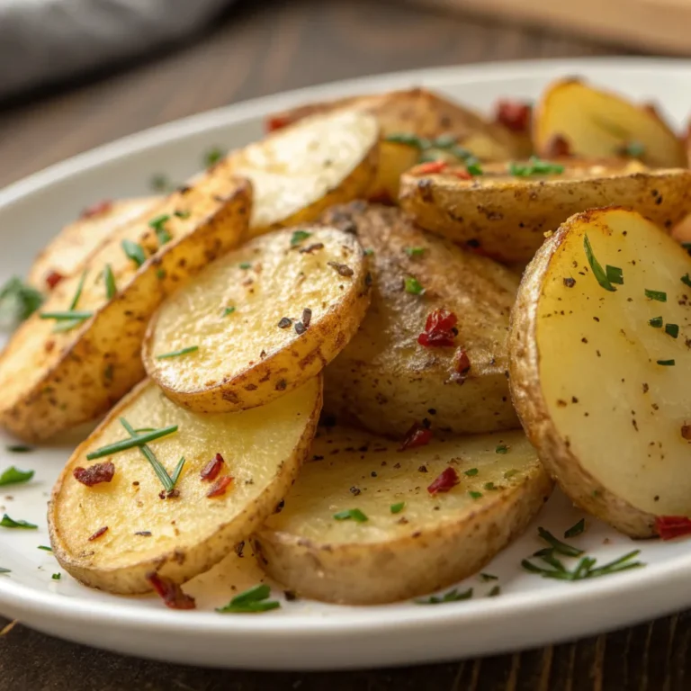 Rohe Kartoffeln zu knusprigen Kartoffelscheiben im Backofen, goldbraun und aromatisch