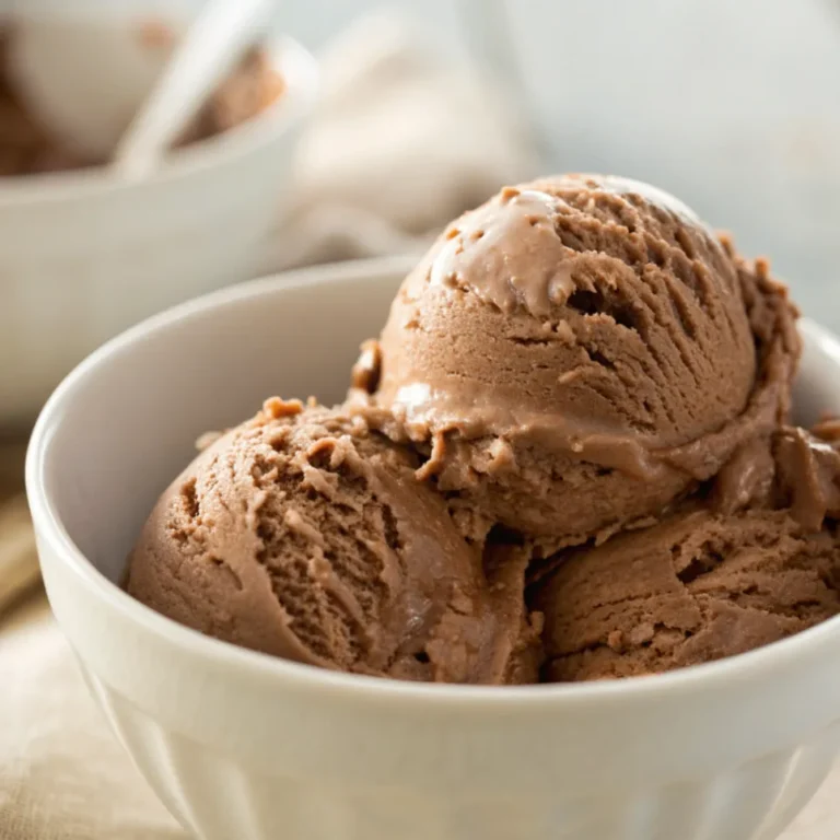 Cremiges Nutella Eis selber machen in einer Schale, garniert mit gehackten Haselnüssen