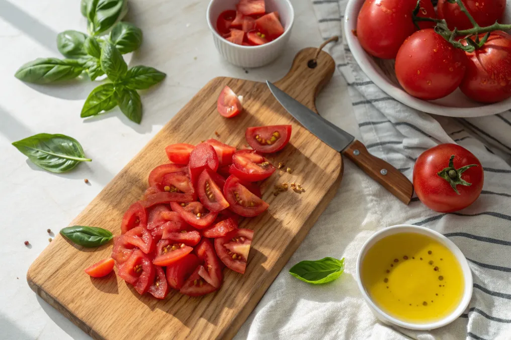 Tomaten vorbereiten – Frische Zutaten für Bruschetta Rezept